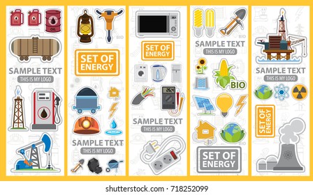 Set of energy. Vector elements for design of infographics, banners, posters, stickers, leaflets and other items.