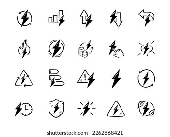 Set of Energy Vector Icon Logo Illustration Contains Energy Costs, Burn, Eco Friendly Power