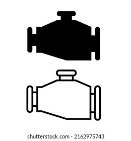 Satz des Motorsymbol. Motor schwarz Vektorsymbol. Silhouette Engine Symbol.