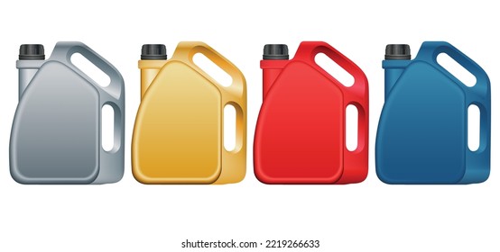 Set of engine oil canister isolated on white background. Graphic vector