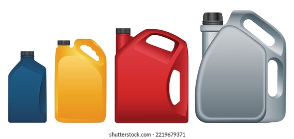 Conjunto de cartucho de aceite del motor aislado sobre fondo blanco. Vector gráfico