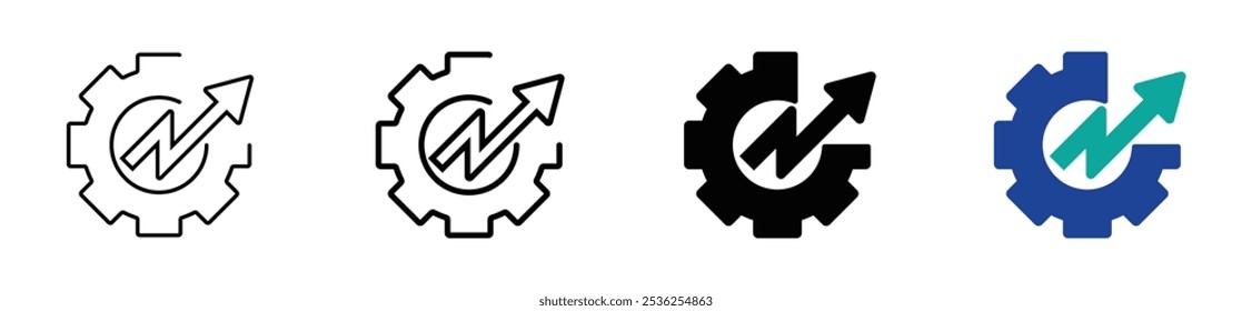 Symbolsatz für die Motorleistung. Tachometer, Tachometersymbol. Leistungskonzept auf weißem Hintergrund. Vektorstock. Abbildung.