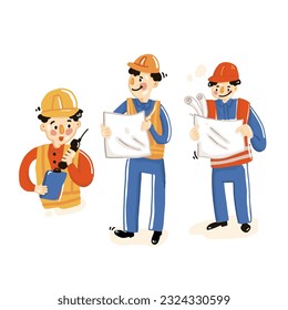 set of engineer cartoon illustration