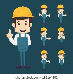 Set of engineer characters poses , eps10 vector format