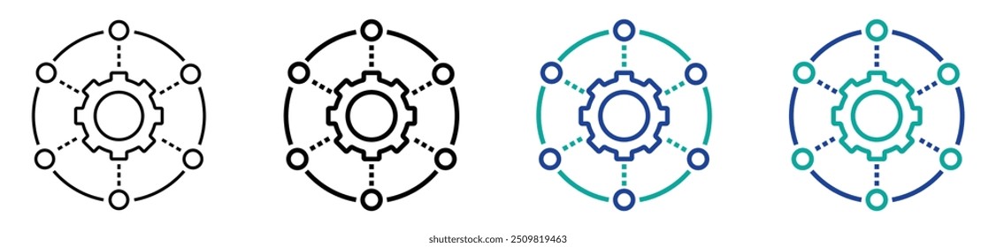 conjunto de software de desenvolvimento de tecnologia de integração de dados Engineer. Ícone linear de vetor isolado no plano de fundo branco. stock vetor.