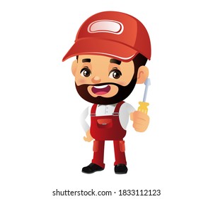 Set of engineer with different poses