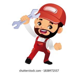 Set of engineer with different poses
