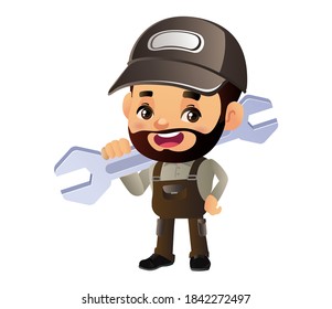 Set of engineer with different poses