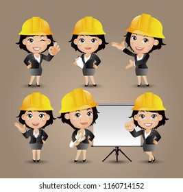 Set of engineer, worker