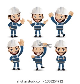 Set of engineer, worker