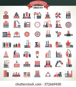Set of Engineer,Factory,Energy,Industry icon set,red version,clean vector