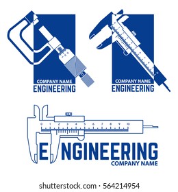 Set of Engineering Company Logo Template on the white background. Vector illustration. Engineering symbol for your web site design, logo, app, UI.