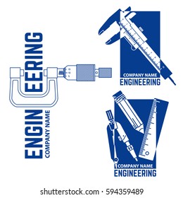 Set of Engineering Company Logo Template on the white background. Vector illustration. Engineering symbol for your web site design, logo, app, UI.