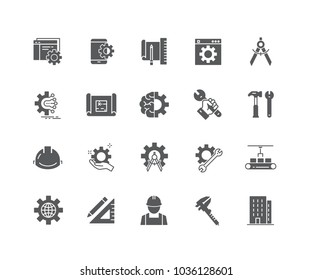 Set of Engineering filled icons isolated on white background.