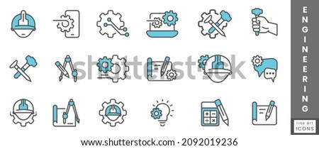 Set of a engineering flat icon for application or websites