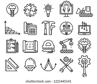 Set of Engineering and manufacturing line icons