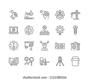 Set of Engineering outline icons isolated on white background. Editable Stroke. 64x64 Pixel Perfect.