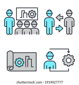 Icono conjunto de personas de ingeniería. Plantilla de símbolo del paquete de ingeniería de equipo de personas para la colección de diseño gráfico y web ilustración vectorial