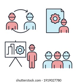 Set of Engineering People icon. People Teamwork Engineering pack symbol template for graphic and web design collection logo vector illustration