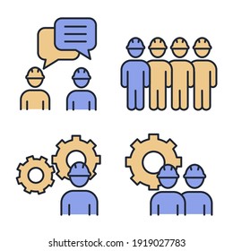 Set of Engineering People icon. People Teamwork Engineering pack symbol template for graphic and web design collection logo vector illustration