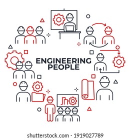 Set of Engineering People icon. People Teamwork Engineering pack symbol template for graphic and web design collection logo vector illustration