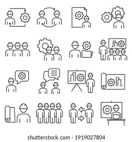 Set of Engineering People icon. People Teamwork Engineering pack symbol template for graphic and web design collection logo vector illustration
