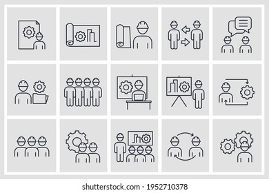 Set of Engineering People icon. People Teamwork Engineering pack symbol template for graphic and web design collection logo vector illustration