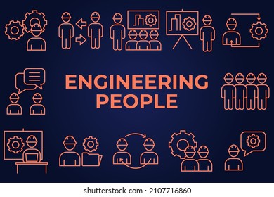 Set of Engineering People icon. People Teamwork Engineering pack symbol template for graphic and web design collection logo vector illustration