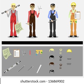 set of engineers with tools