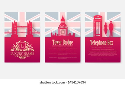 Set of England country ornament illustration concept. Art traditional, layout book, poster, abstract, ottoman motifs, element. Vector decorative ethnic greeting card or invitation design background.