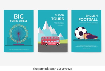 Set of England country ornament travel tour concept. Magazine, book, poster, abstract, element. Vector decorative ethnic greeting card or invitation design