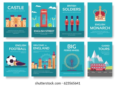 Set of England country ornament travel tour concept. London traditional, magazine, book, poster, abstract, element. Vector decorative ethnic greeting card or invitation design background