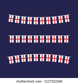 Set England Flag Bunting Isolated On Background. Celebration & Congratulations. Sport Soccer, Football Decoration. Vector