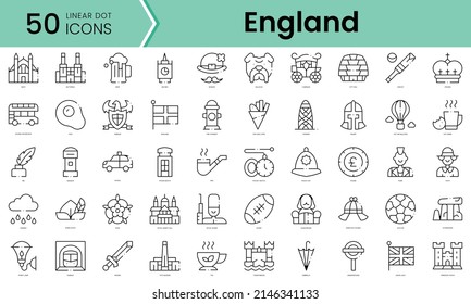 Set Of England Icons. Line Art Style Icons Bundle. Vector Illustration