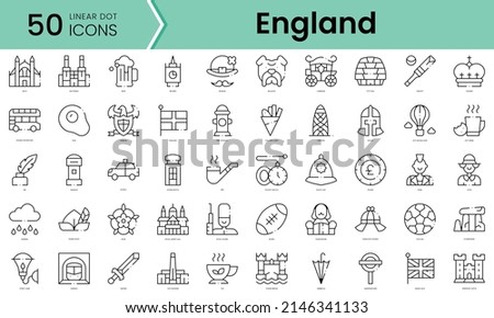 Set of england icons. Line art style icons bundle. vector illustration