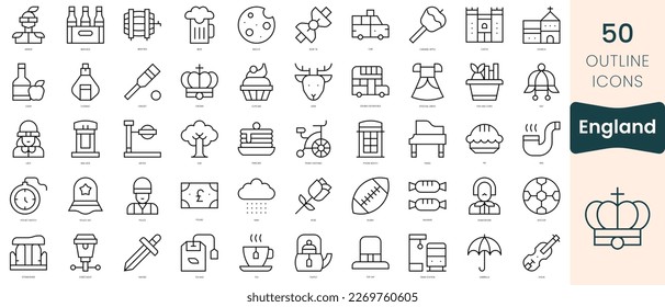 Set of england icons. Thin linear style icons Pack. Vector Illustration