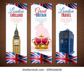 Set of england london travel vertical banners with big ben image vector illustration