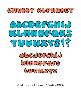 Set of english bubble letters. Chubby alphabet. Cartoon font