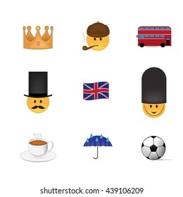 Set of english emoticon vector isolated on white background. Emoji vector. Smile icon set. Emoticon icon web.