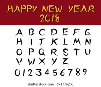 Set of English font in Chinese style, vector