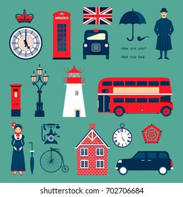 Set of English symbols. 