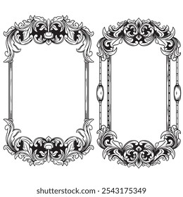 set of engraving ornament frame elements for design