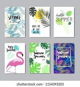 set enjoy summer flamingo badge Isolated Typographic Design Label. Season Holidays lettering for logo,Templates, invitation, greeting card, prints and posters. vector illustration