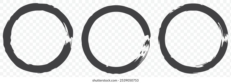 Set of Enso Zen Circle Brush Vector Illustration Icon. EPS 10.