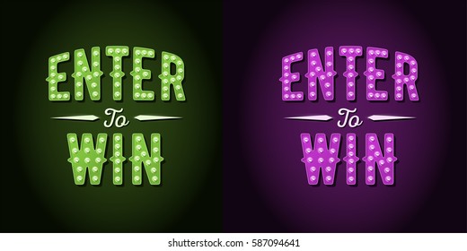 Set of Enter to Win Sweepstakes Vector Signs