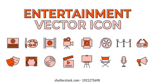 Set of Entertainment icon. Entertainment pack symbol template for graphic and web design collection logo vector illustration