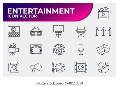 Set of Entertainment icon. Entertainment pack symbol template for graphic and web design collection logo vector illustration