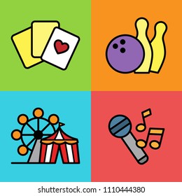 Set of entertainment icons. Vector illustration