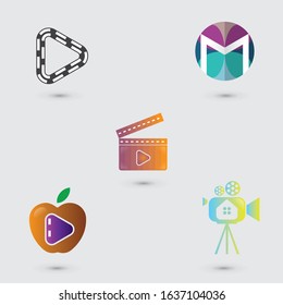 Set of Entertainment and media logo design, logo for Media company or film production studio, vector template