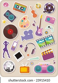 Set of entertainment stickers